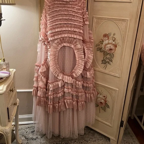 Needle & Thread Pink Hyacinth ruffle Gown for wedding/prom/balls - Picture 2 of 9
